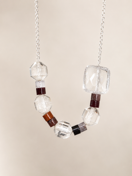 Colier din argint 925 cu cristal de stâncă, topaz, agate | Prisma