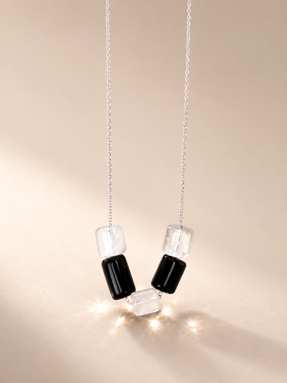 Colier din argint 925 cu turmalinǎ şi cristal de stâncǎ | Nox et Lux