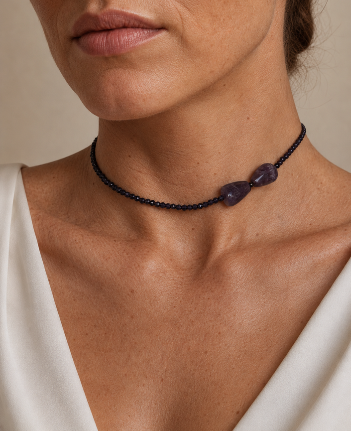 Choker din argint 925 zirconiu si ametist | Midnight Iris