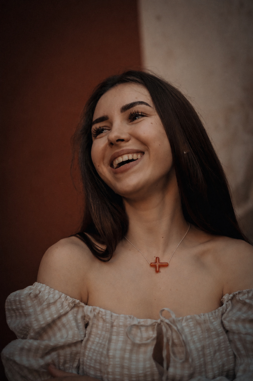 Colier din argint 925 cu crucifix carneol | Ignis Sacrum