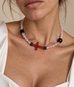 Choker din argint 925 cu  lavă, cuarț, onix, cristal de stâncă și carneol | Fuego