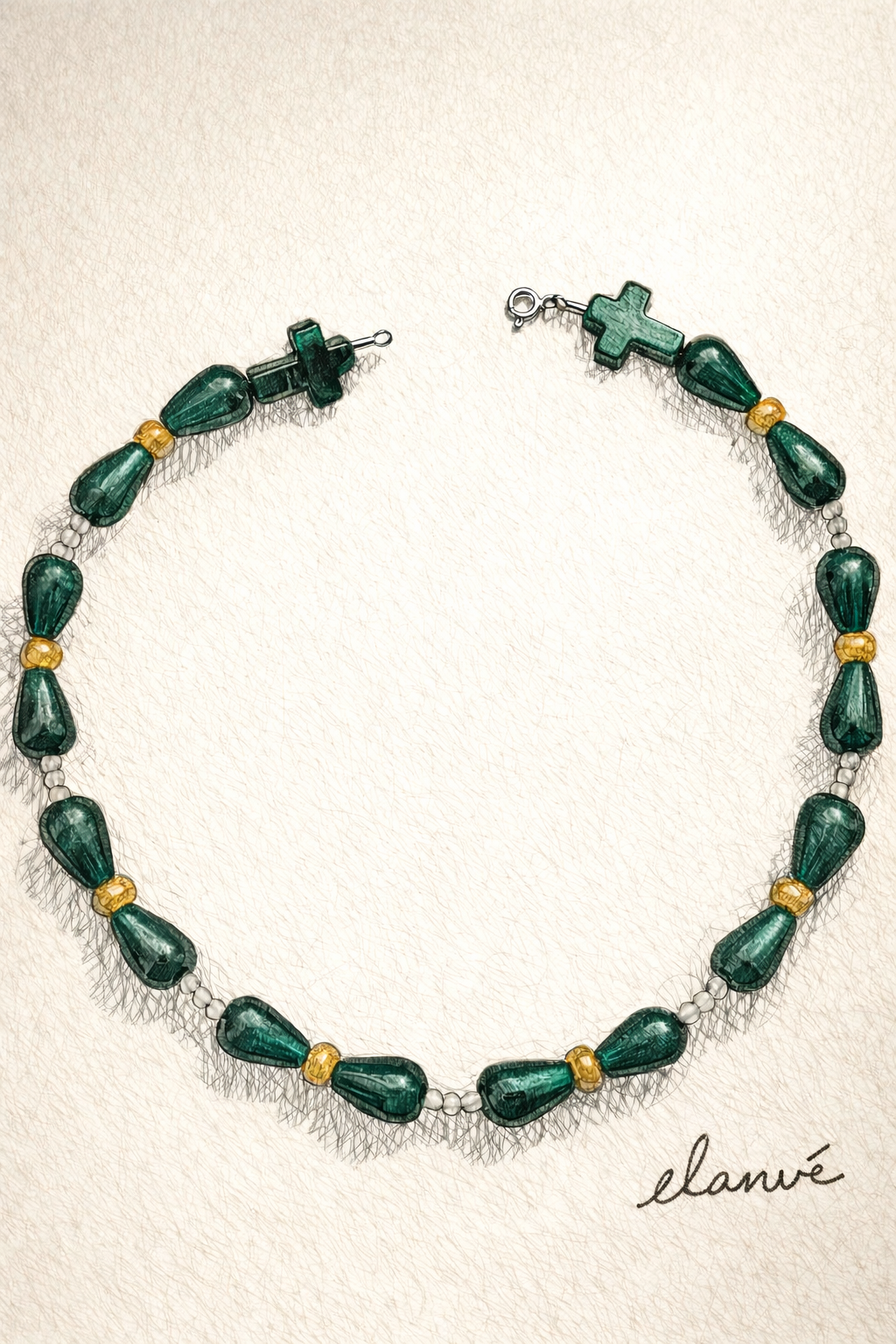 Choker din argint 925 cu jad si cuart | Verde Sole