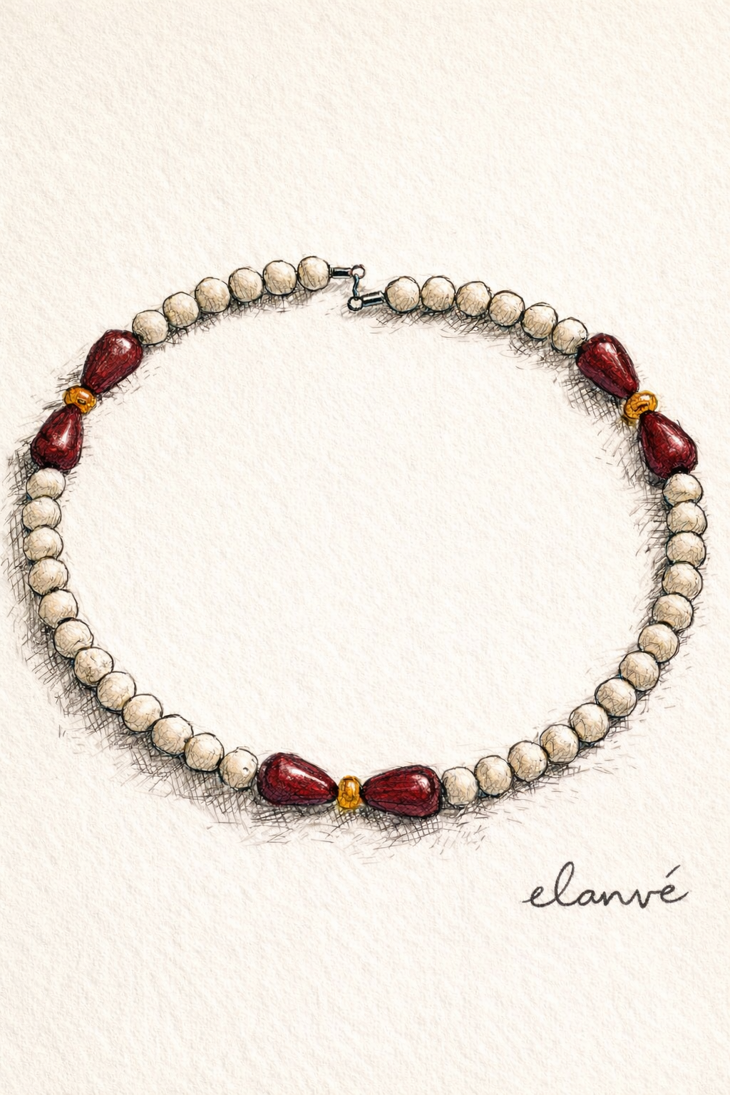 Choker din argint 925 cu coral si jad | Petalia
