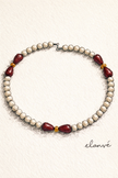 Choker din argint 925 cu coral si jad | Petalia