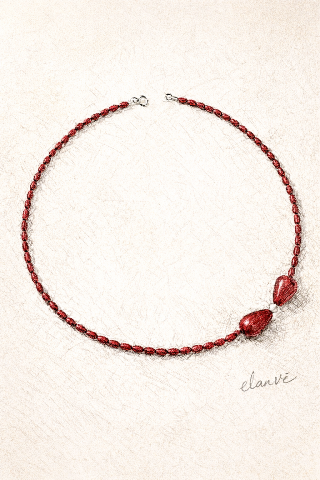 Choker din argint 925 cu coral si jad | Flora Rosso