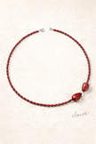 Choker din argint 925 cu coral si jad | Flora Rosso